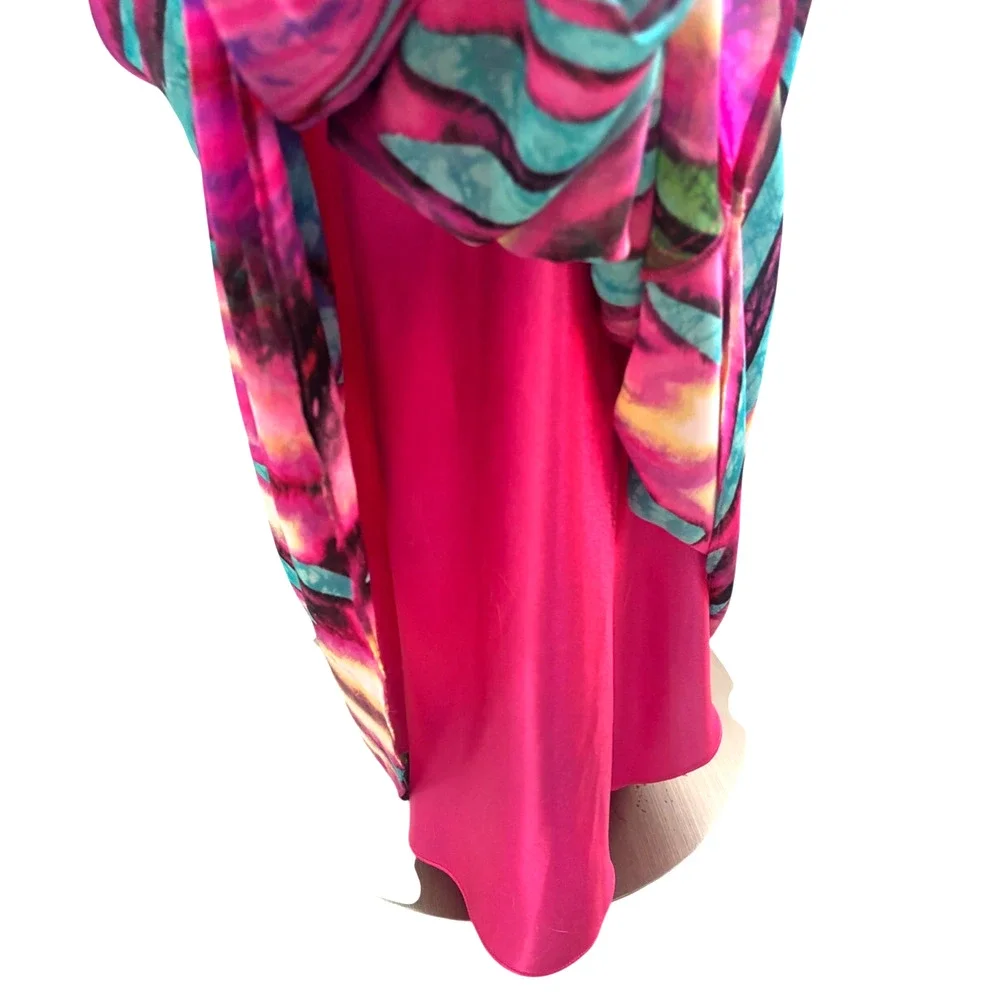 Betsy & Adam Maxi Dress Size 8 Pink Abstract Print Jeweled Empire Waist Formal